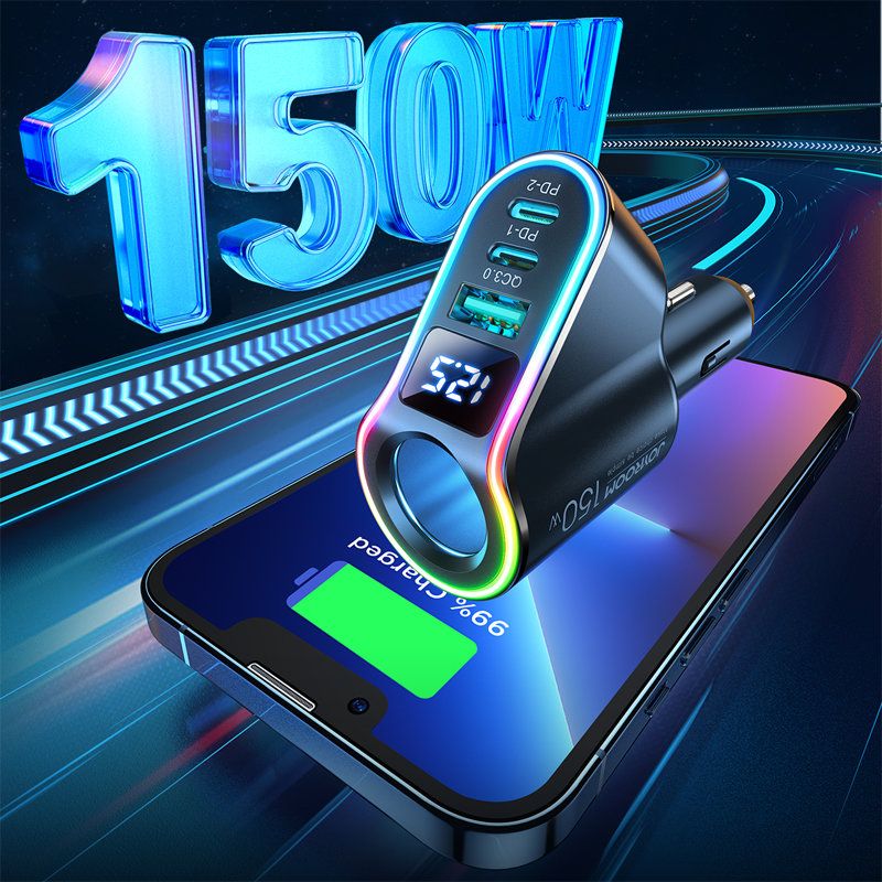 4w1 szybka ładowarka samochodowa usb-a 2x usb-c pd 150w czarna