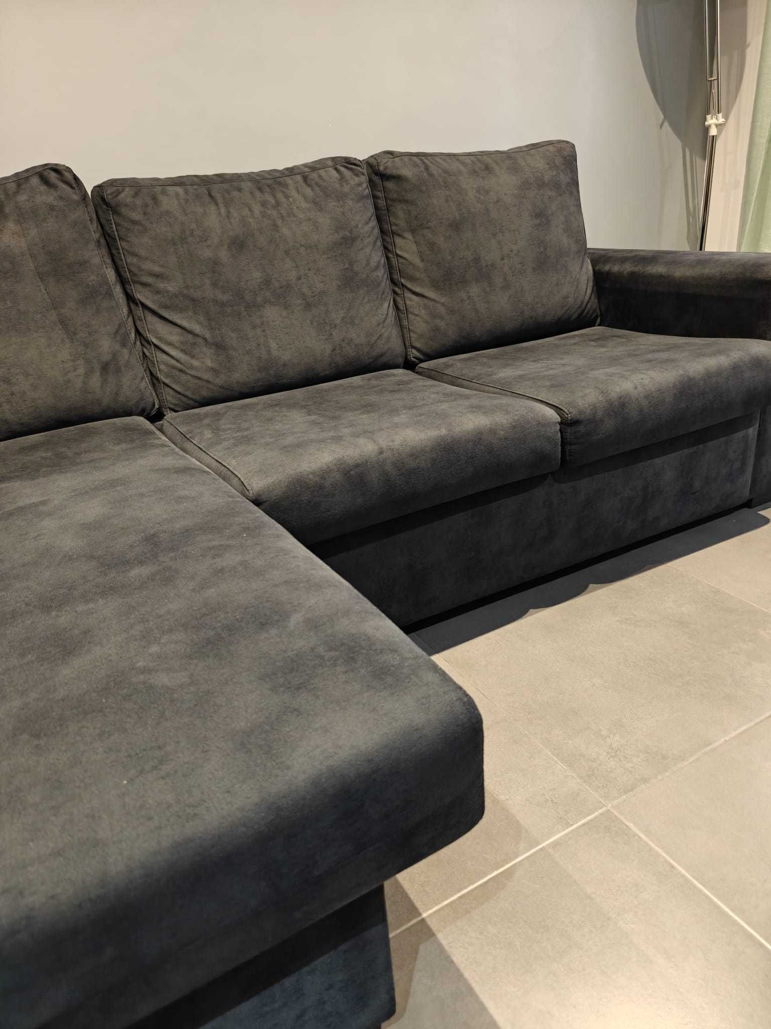 Sofá chaise longe cinza
