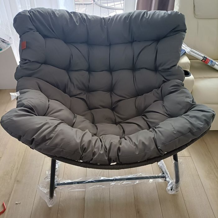 Fotel bujany kokon na balkon taras z podnóżkiem defekt