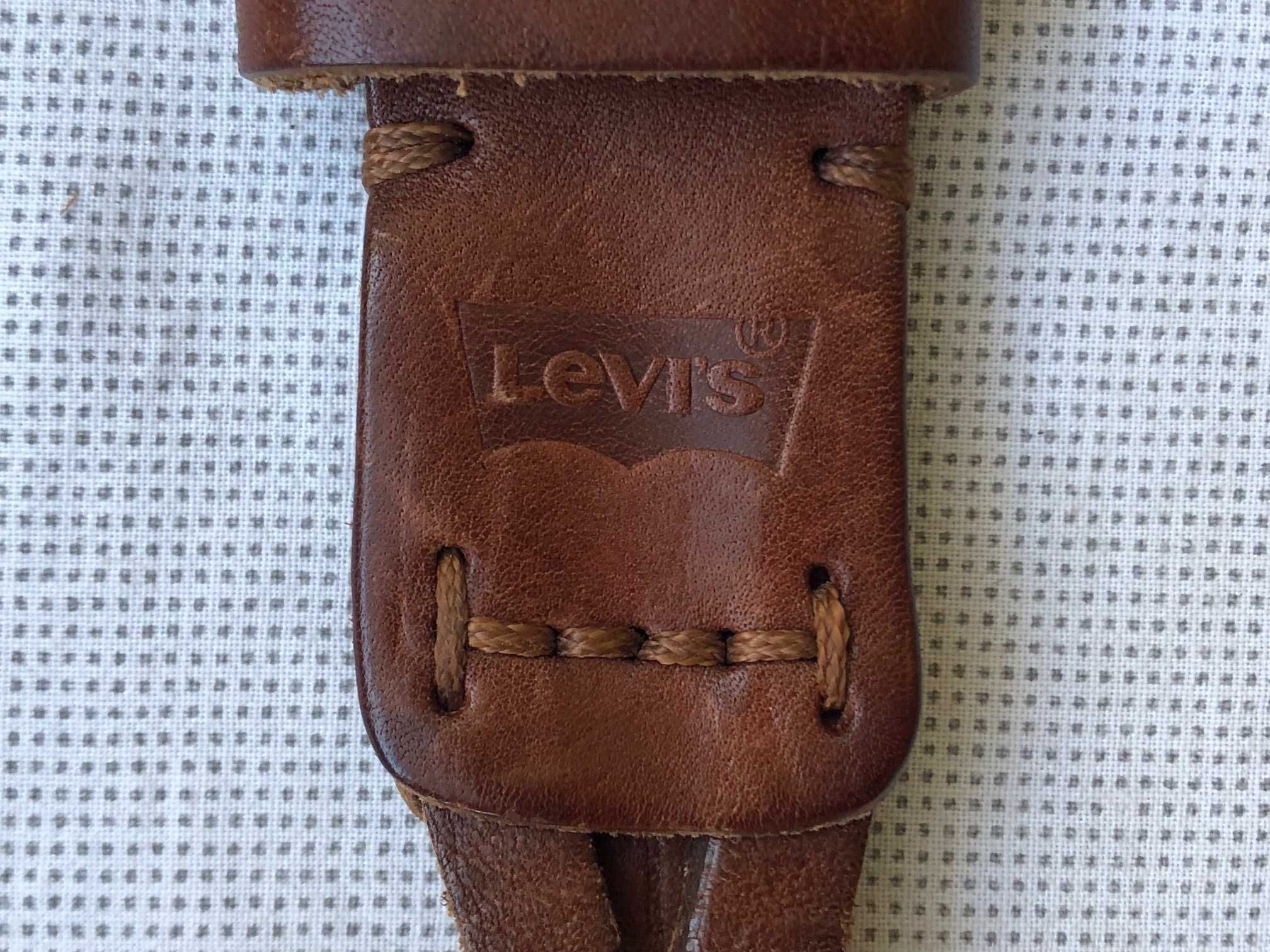 Оригинальный кожаный ремень плетёнка Levi's