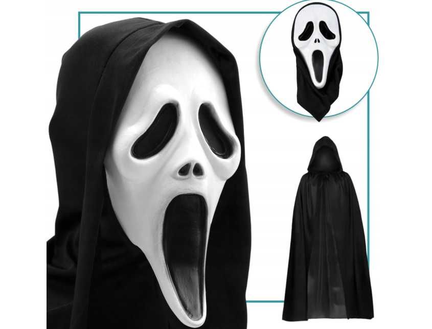 Strój Halloween Dorosły „Krzyk” – Peleryna + Maska Horror