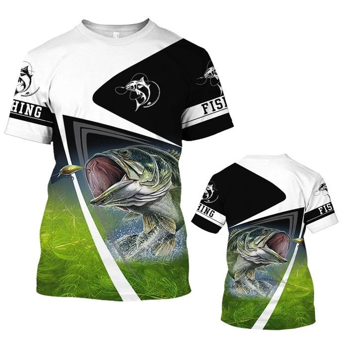Męski T-Shirt z Nadrukiem 3D Prezent dla Wędkarza na Ryby - S