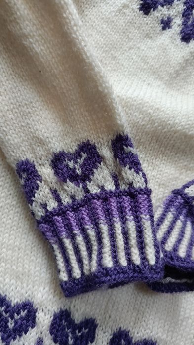 Sweter ręcznie robiony na drutach z wełny wełniany 86 92 wool handmade