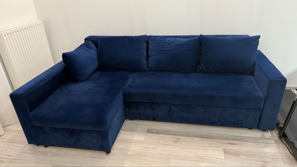 Narożnik granatowy Przemek IV brw kanapa. Welur welurowa aksamit