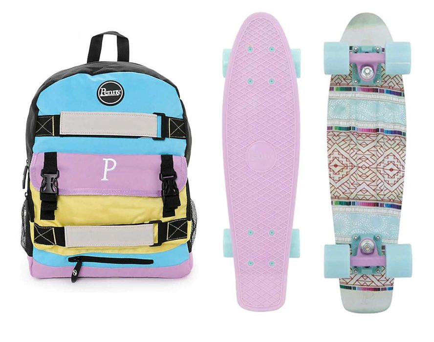 Deskorolka (fiszka) oryginalna Penny + nowy plecak do kompletu