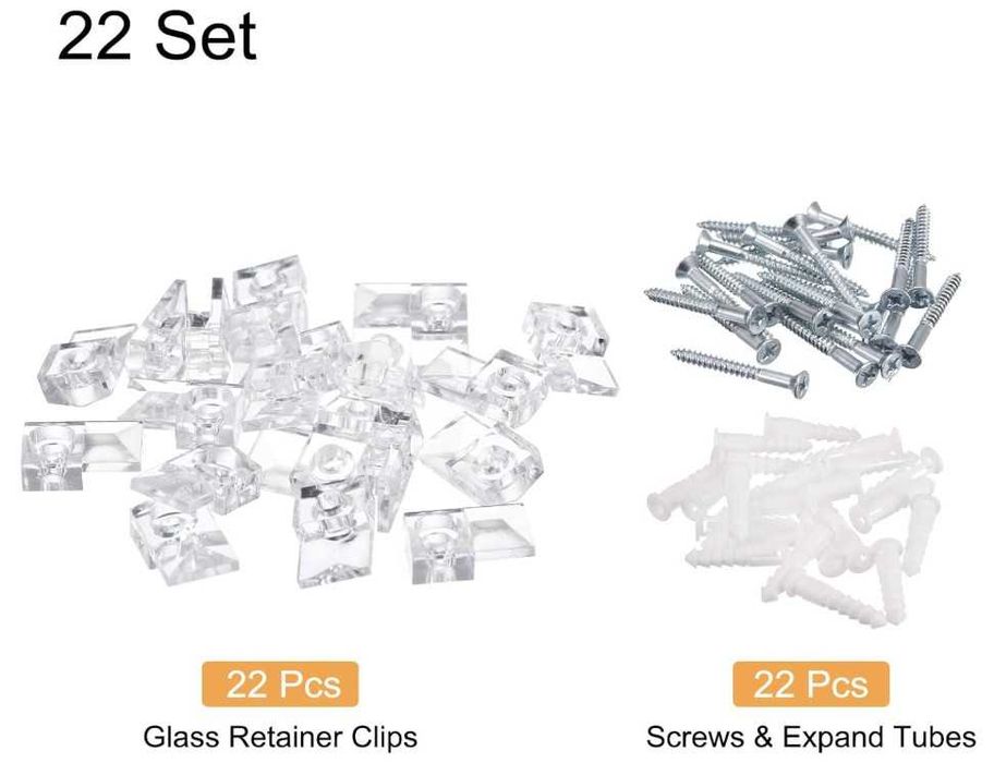 Klipsy do mocowania szkła 22 sztuki