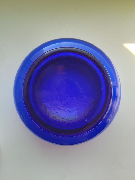 Советская сахарница из кобальтового стекла. Посуда СССР. Цукорниця.