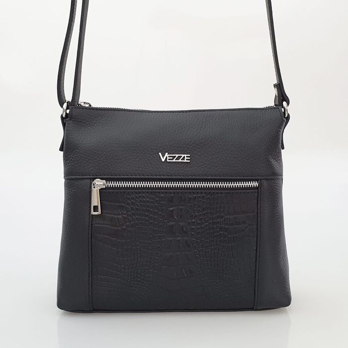 VEZZE torebka damska skórzana listonoszka z paskiem V022 różowa