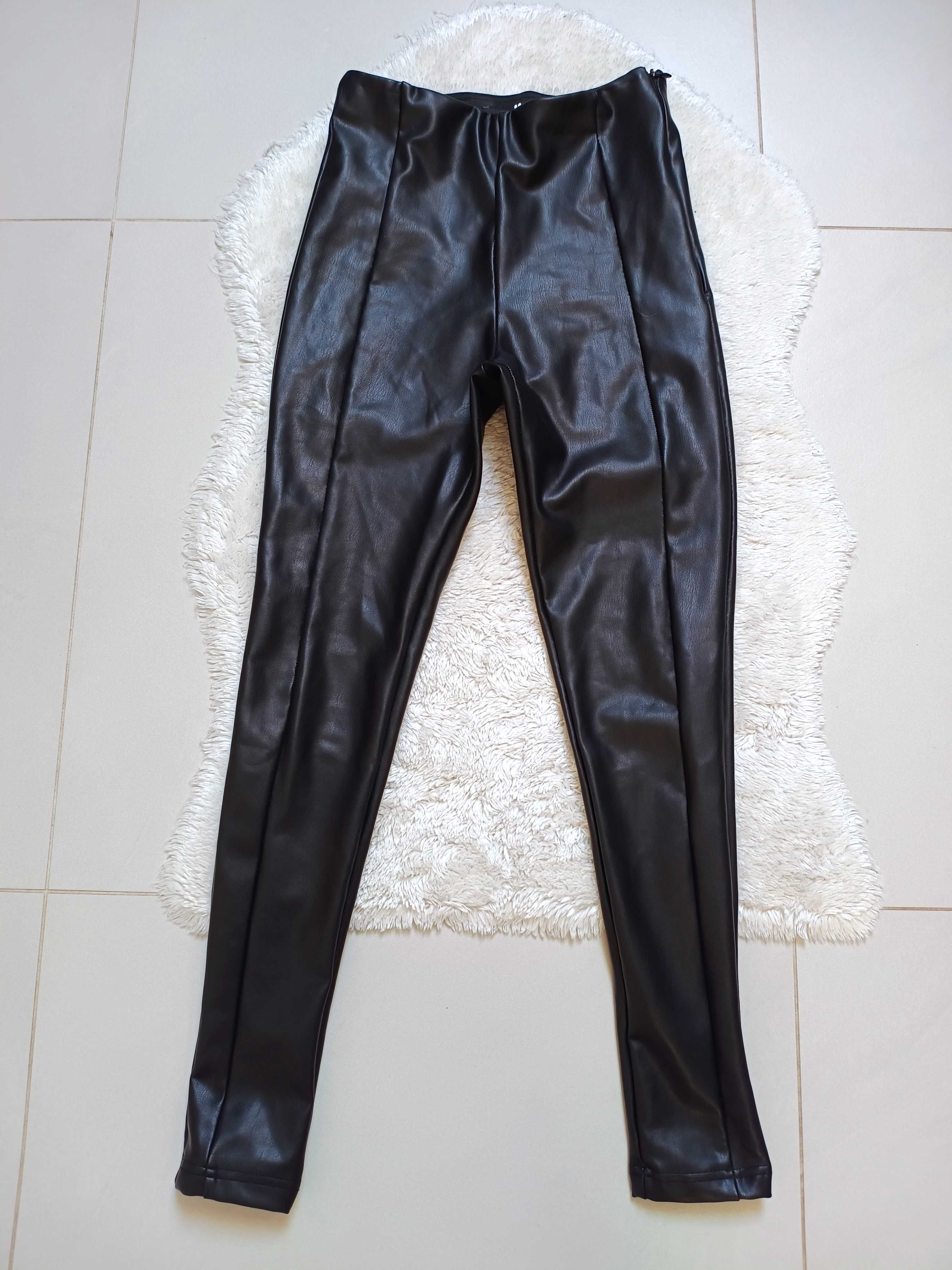 Spodnie legginsy elastyczne XS S miękkie wąskie skinny wysoki stan