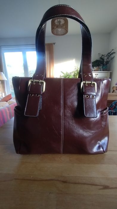 Elegancka skórzana torebka damska burgund