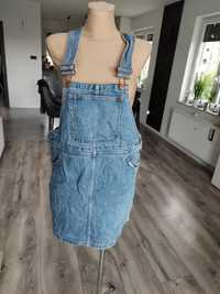 R.M Monki jeansowa spódnica na szelkach ogrodniczka