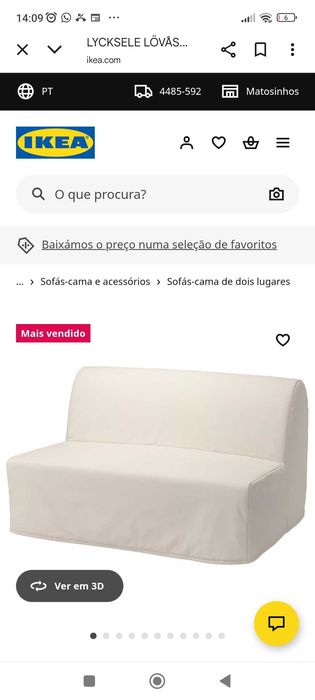 Capa Sofá cama IKEA 2 lugares Cru