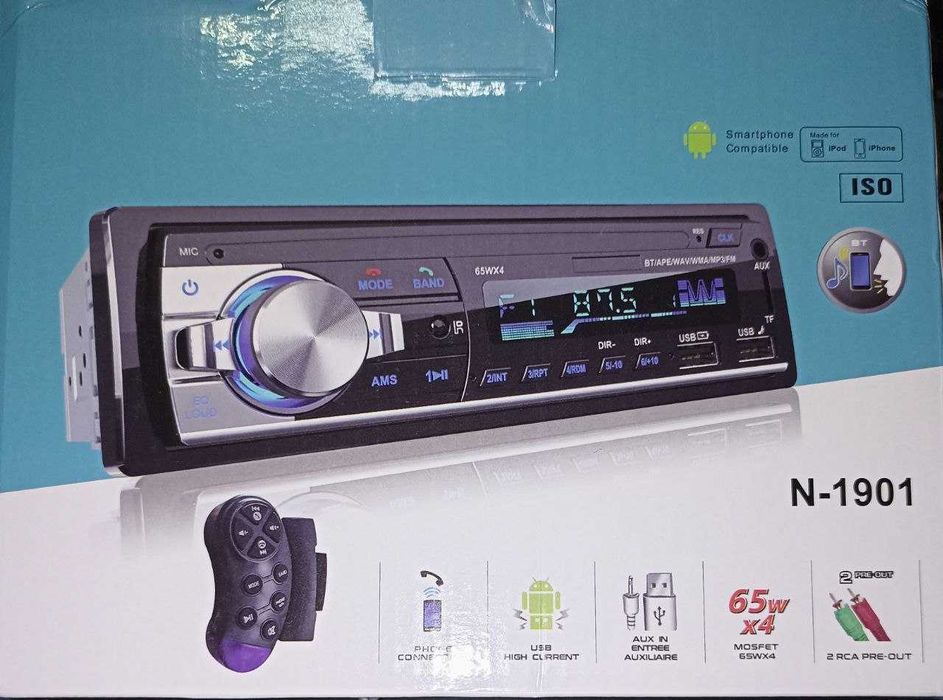 Автомагнітола R-1901 Am/Fm / USB / Aux / Bluetooth / SD