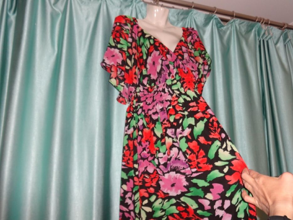 Летнее нарядное шифоновый сарафан платье в пол большой размер 48 50 XL
