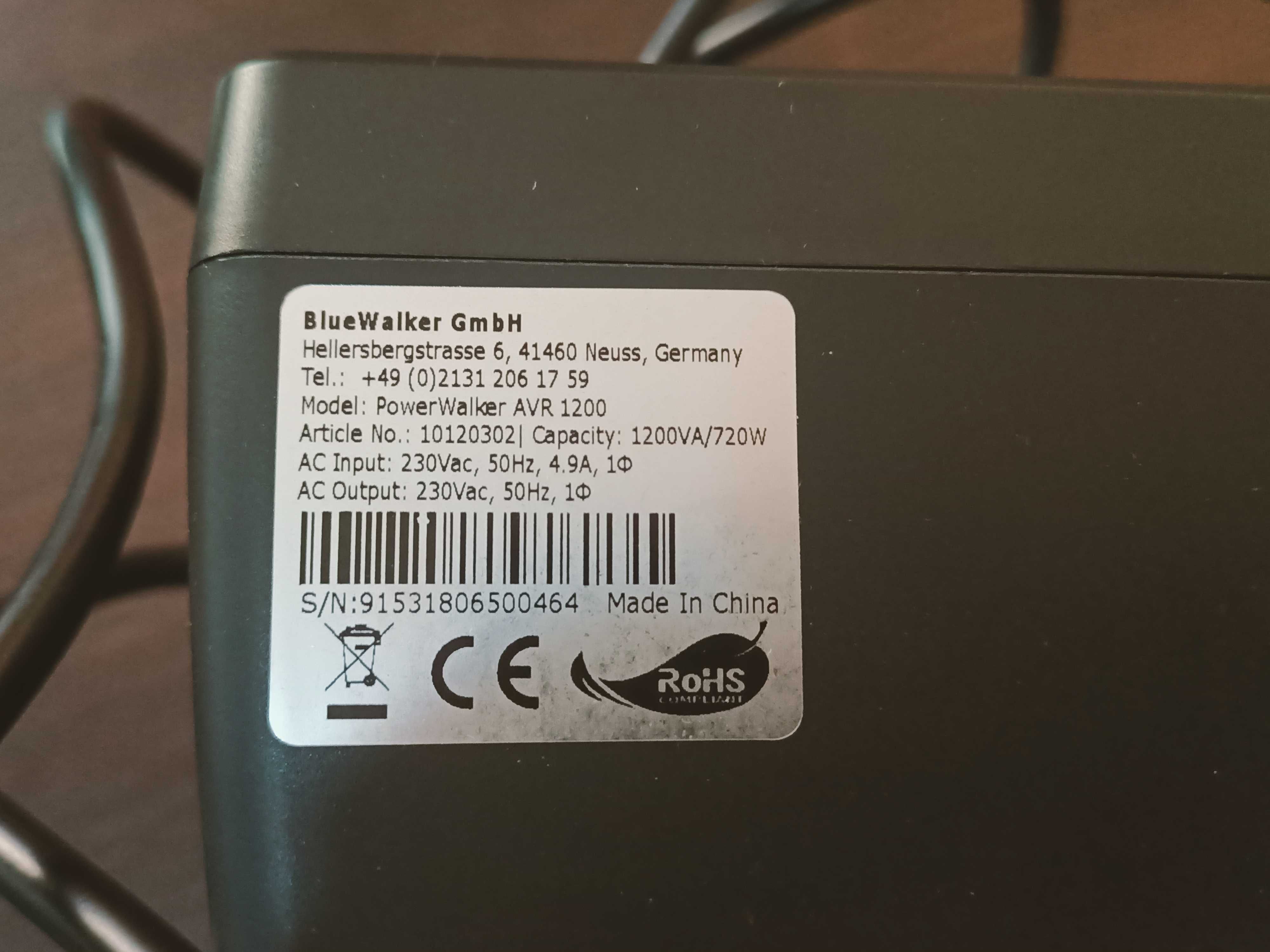 Power Walker STABILIZATOR NAPIĘCIA (1200VA/720W, 3xSchuko AVR)