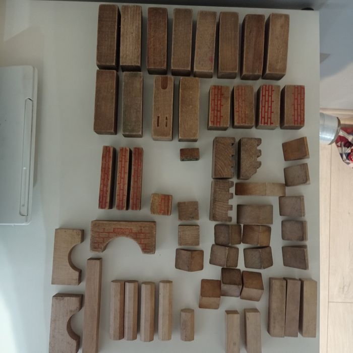 Zestaw drewnianych klocków vintage prl