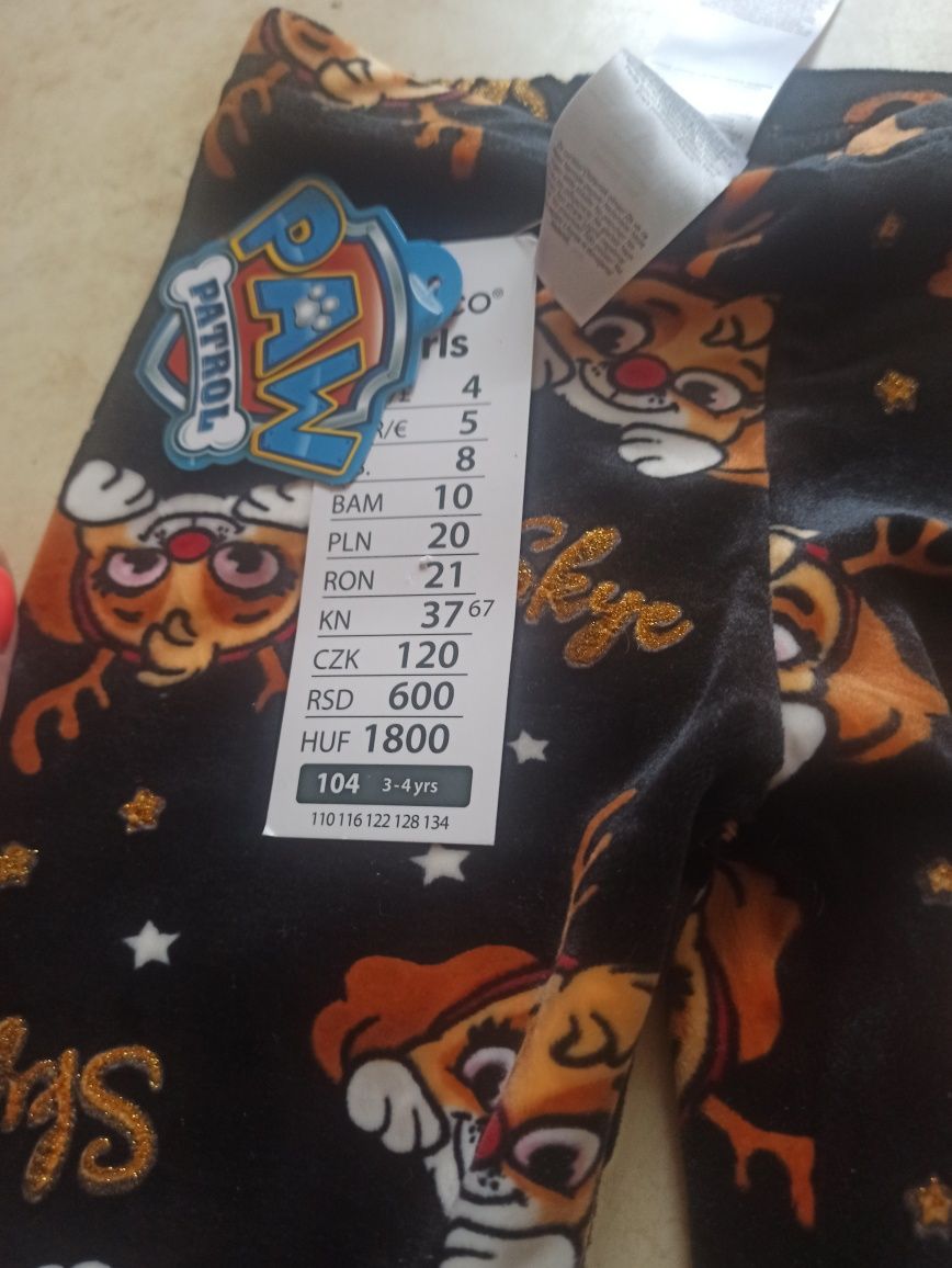 Nowe legginsy welurowe psi patrol swiateczne