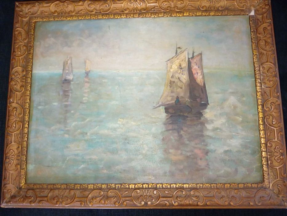 Marynistyka obraz olejny piekny i bardzo stary