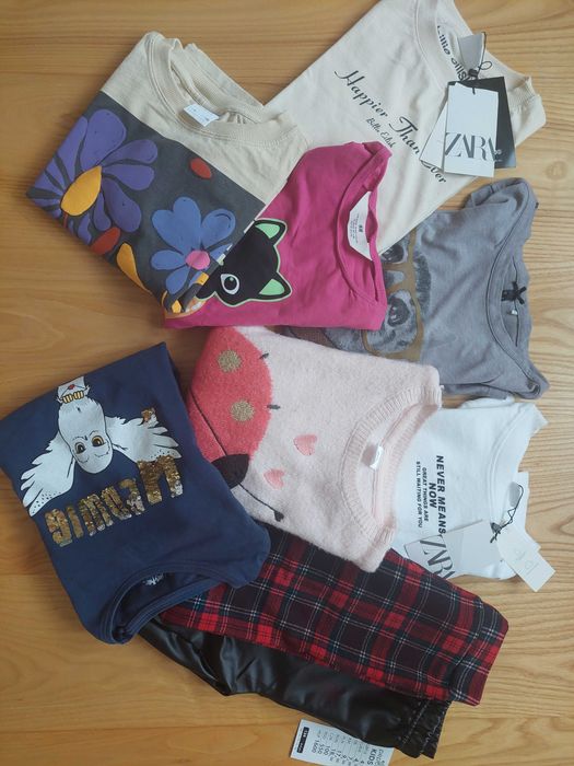 Zestaw , paka ciuszków firmowych w tym nowe ZARA (7/9l) 122/128