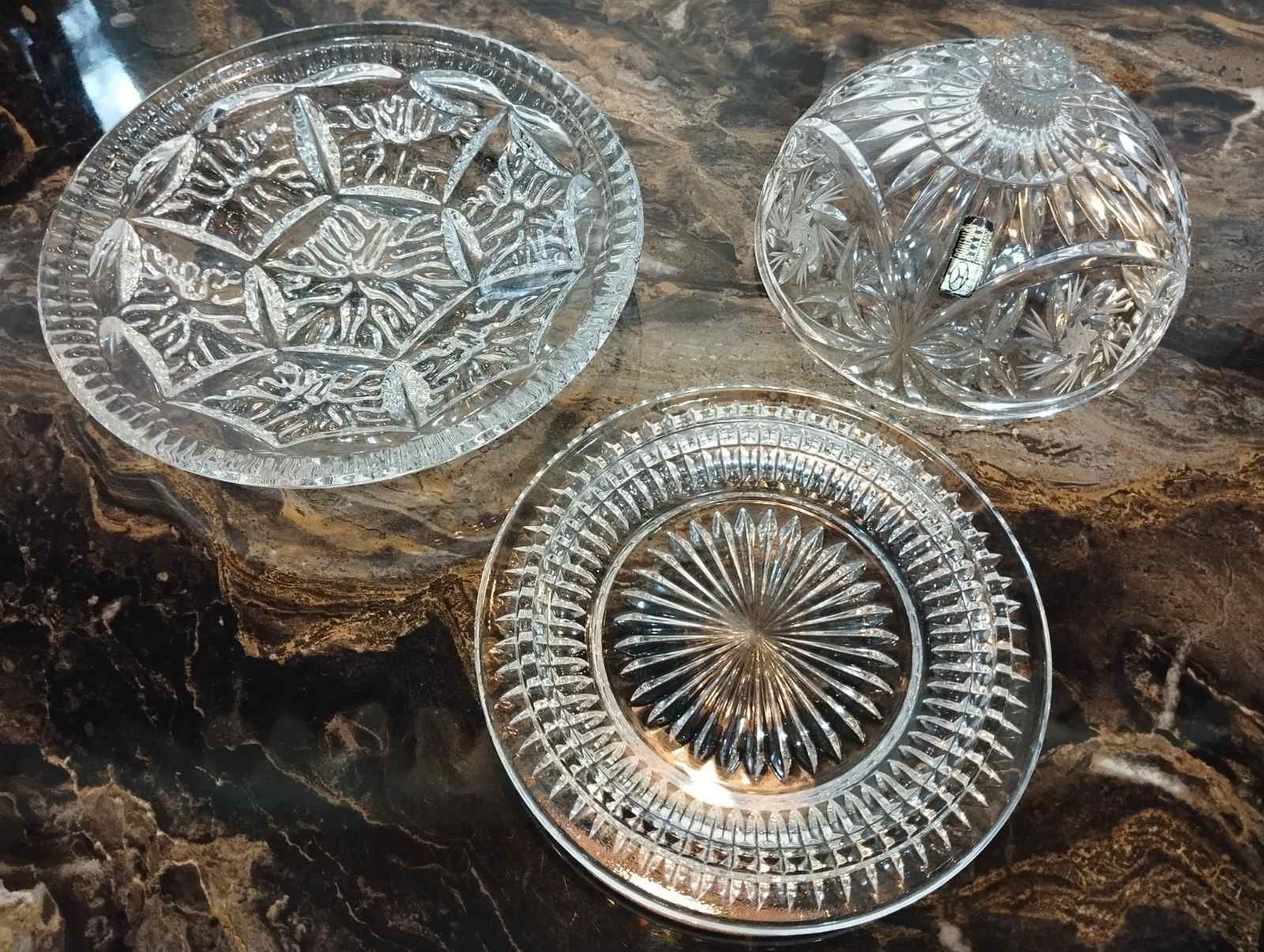 Хрустальная маслёнка икорница Bohemia раритет винтаж