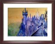 Aguarela pintada a mão " O castelo dos sonhos"
