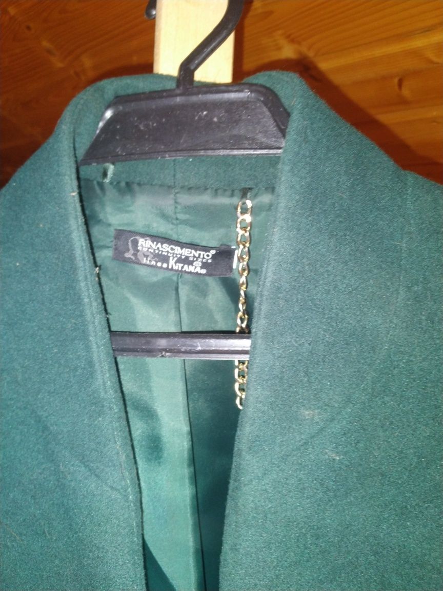 Płaszcz kaszmirowy - zieleń butelkowa, rozmiar 44