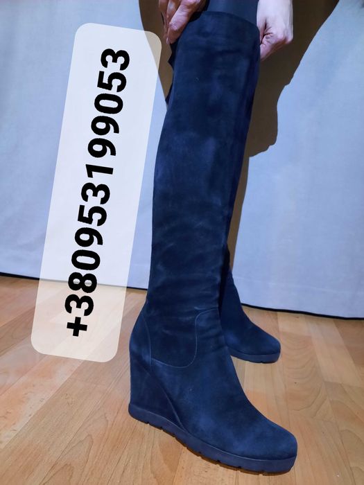 Жіночі чорні ботфорти чоботи сапоги 41 р Welfare натуральна шкіра замш