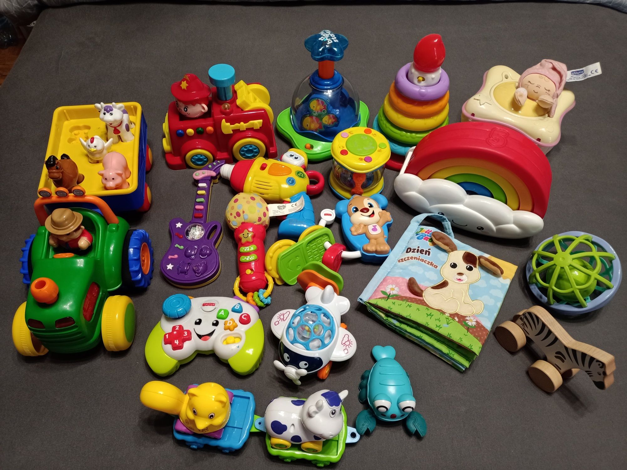 Zestaw zabawek fisher price auta sorter interaktywne padzik traktor