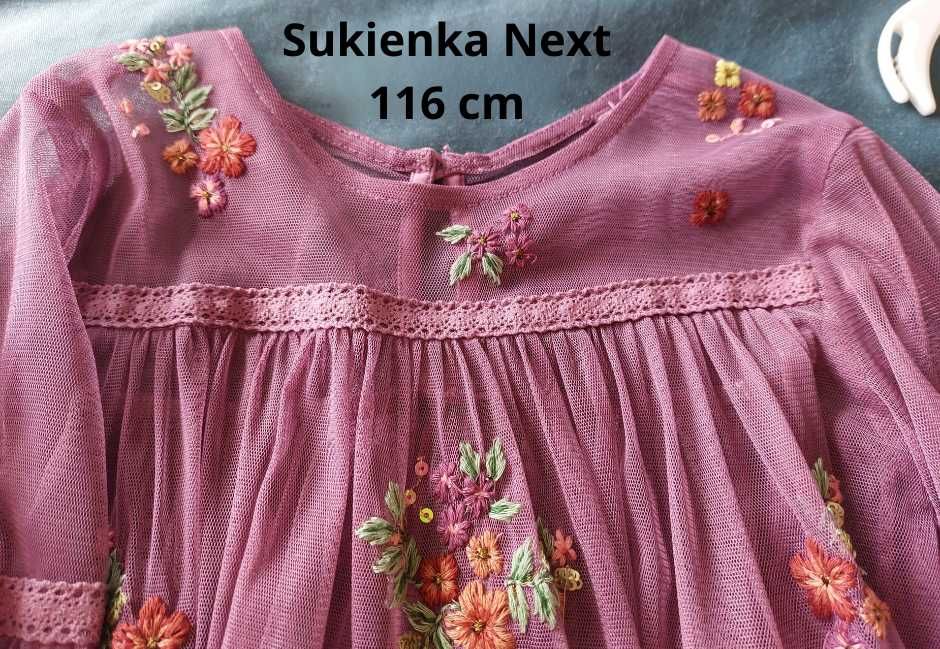 Sukienka Next 116 cm - komunia, wesele, chrzciny, sesja, boho, hafty