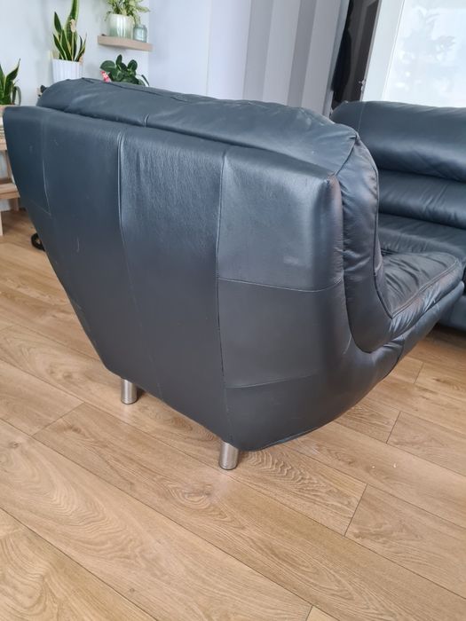 Zestaw sofa I fotel skóra naturalna