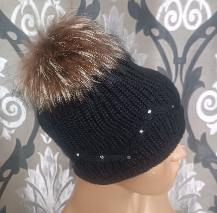 Eisbar czapka z pomponem naturalny jenot damska wełna merino damska