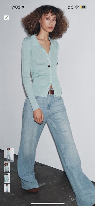 Трикотажний поло кардиган з металізованою ниткою