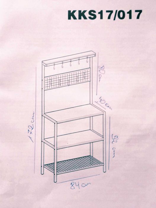 Regał loftowy kuchenny / korytarz metalowa konstrukcja drewniane półki
