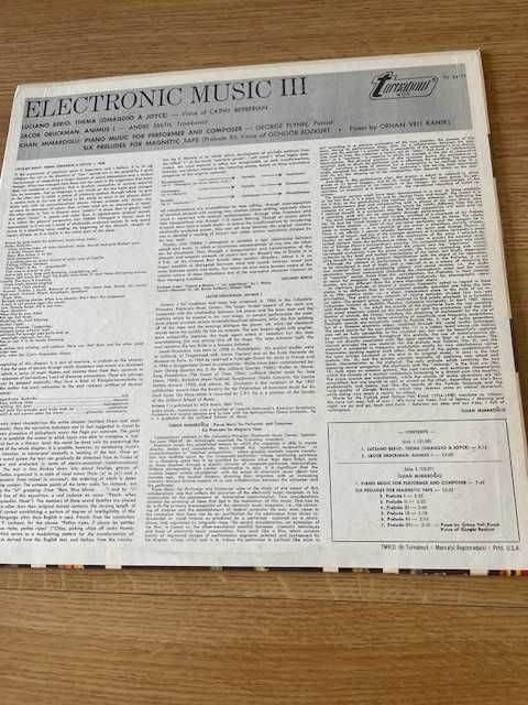 vinil Electronic Music III -Luciano Berio e outros