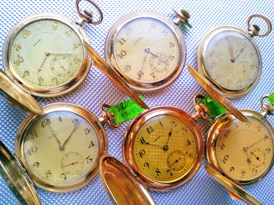 Srebrny Kolekcja zegarków kieszonkowych Szwajcarów pozłacanych pr;08