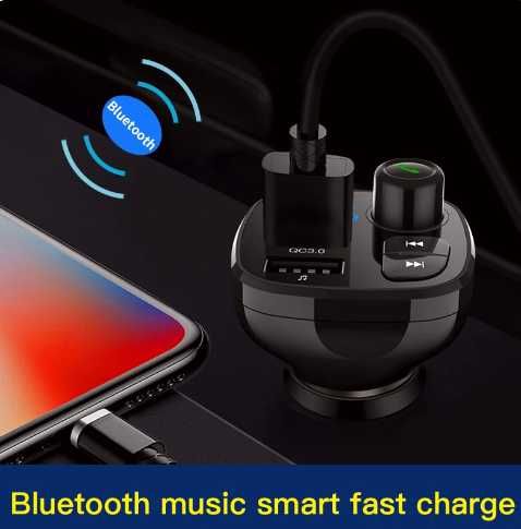 Автомобильный трансмиттер фм модулятор Bluetooth 4.2 громкая связь qc3