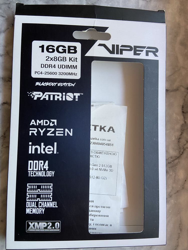 [гарантія] 4000MHz Нова Patriot Viper 16GB 2x8GB
