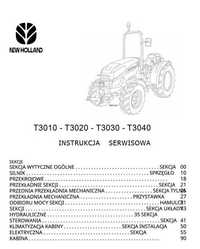 Instrukcja Napraw ciągnika New Holland T3010, T3020, T3030, T3040 PL