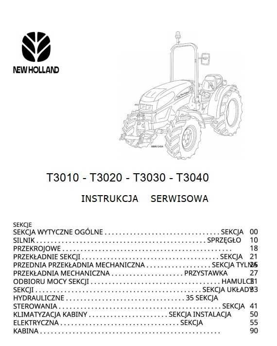Instrukcja Napraw ciągnika New Holland T3010, T3020, T3030, T3040 PL