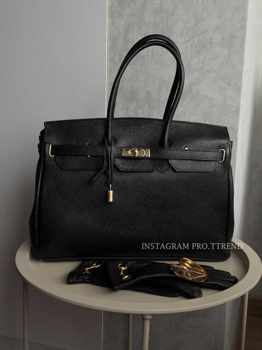 Жіноча чорна сумка , чорна шкіряна велика сумка шопер