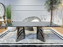 Ława Glamour efekt marmuru czarny chrom 130x70 cm blat baobab imitacja