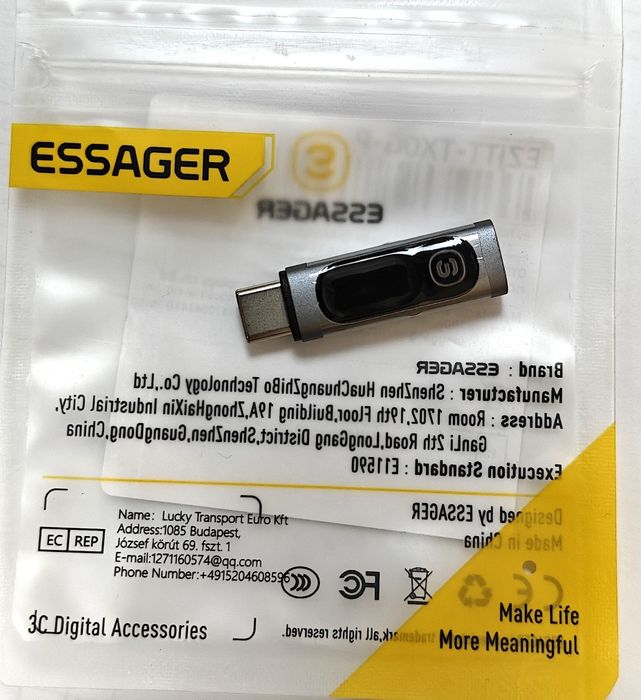 Адаптер тестер Essager 240 Вт 5А USB4 цифровой дисплей Type C OTG