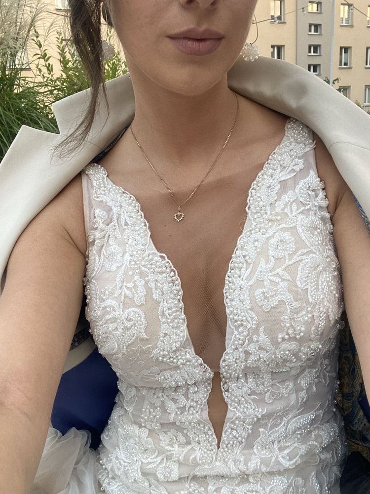 Suknia ślubna rybka ida torez seduction z trenem welon długi s piekna