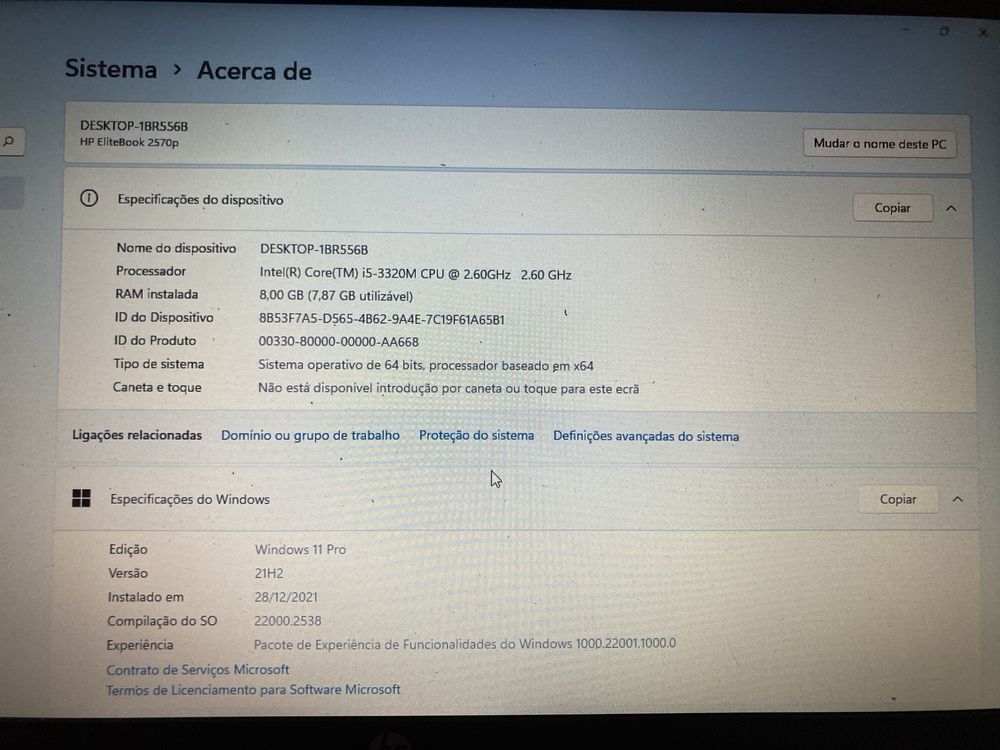 Computador portatil hp elitebook 2570p