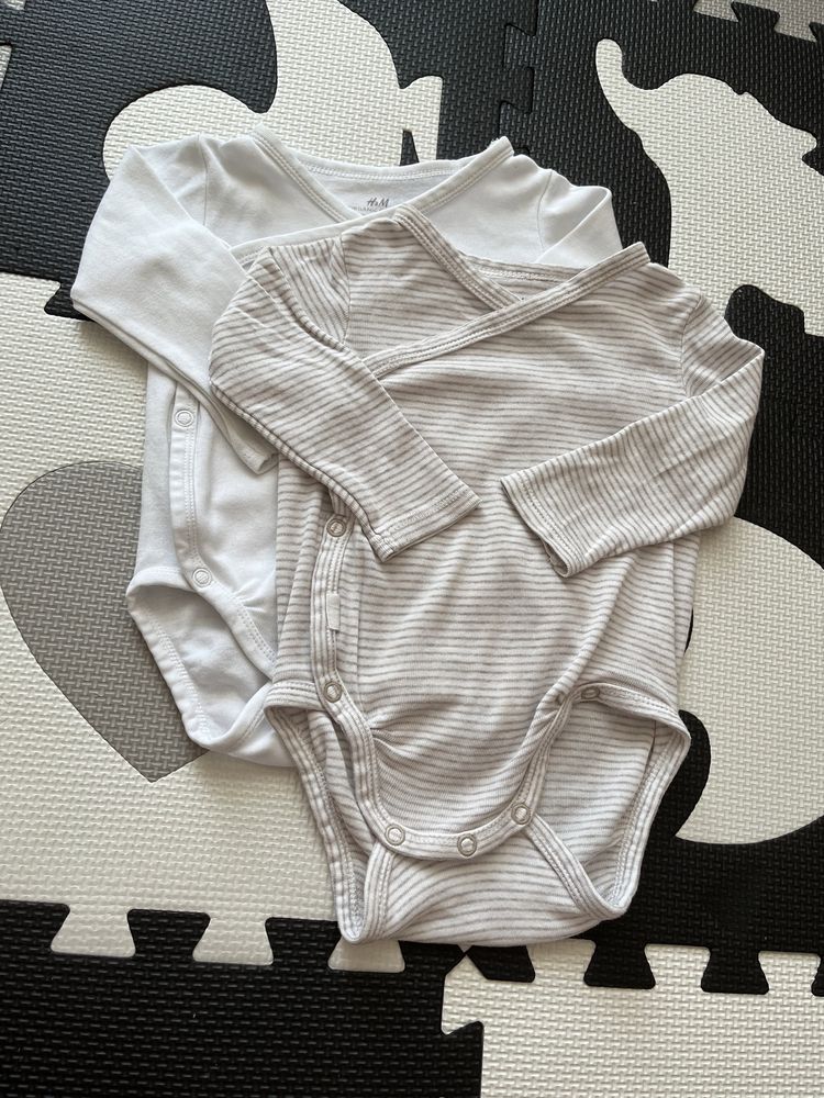 2 pak body kopertowe z długim rękawem H&M r.68