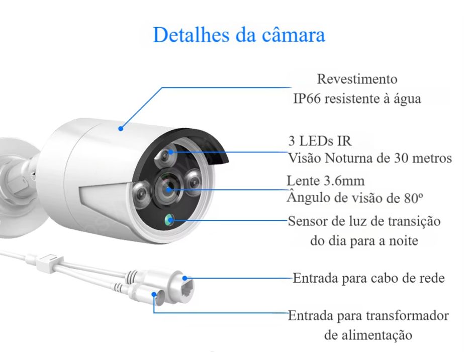 KIT / Sistema Vídeo Vigilância‼️ NVR‼️ 8 Câmaras PoE ‼️ 5 MegaPíxeis