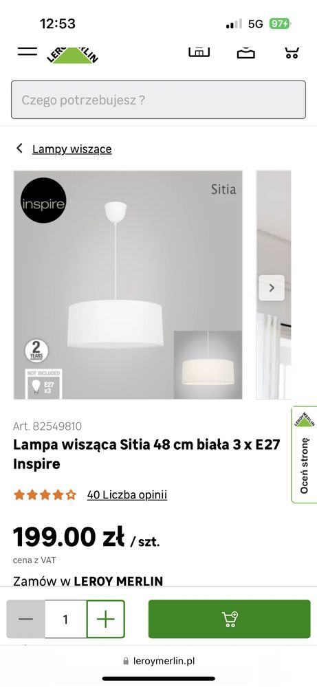 Lampa Inspire wisząca do salonu beżowa 3x E27
