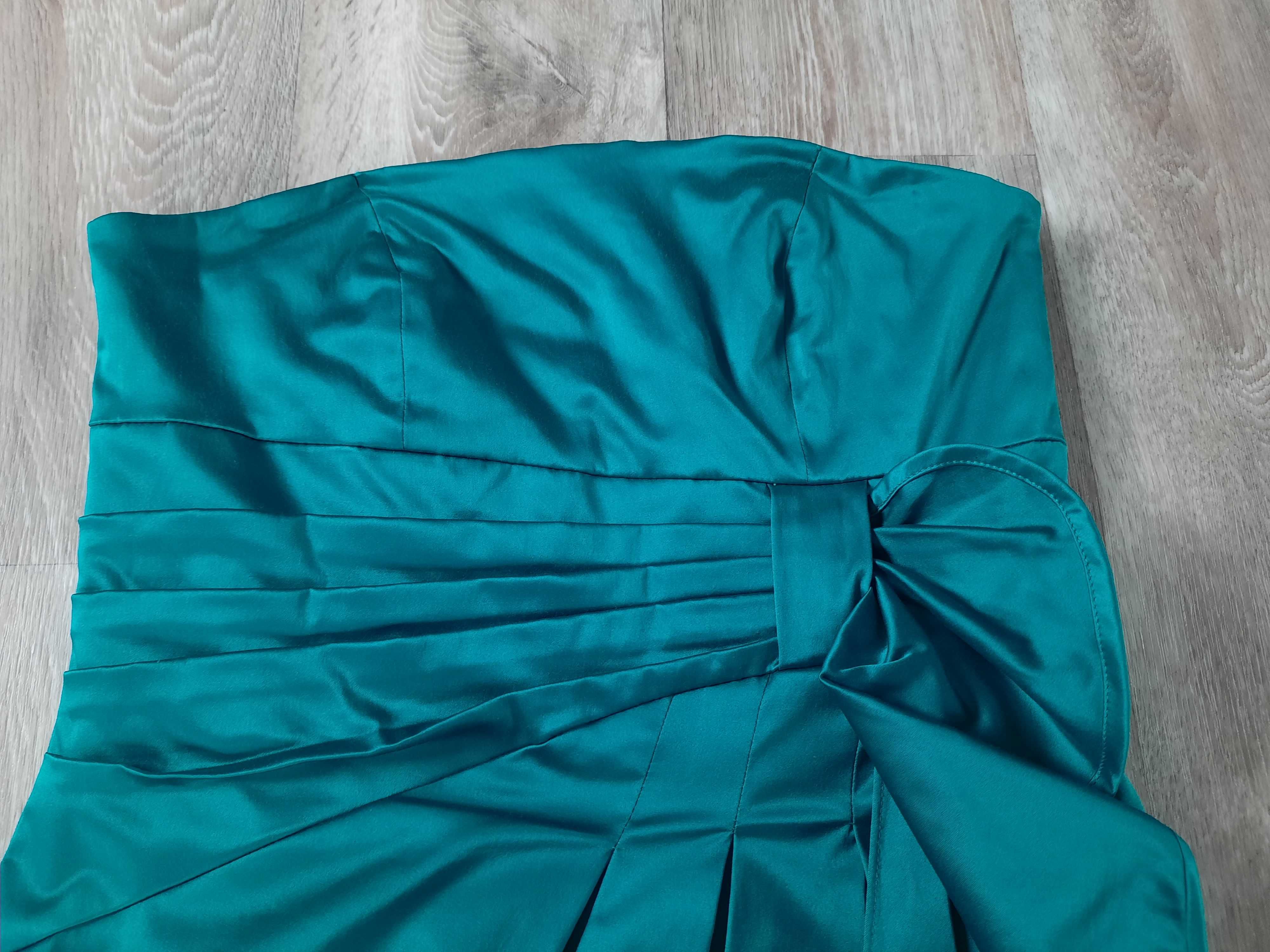 Зеленое коктейльное вечернее платье бюстье мини р. М Et Vous