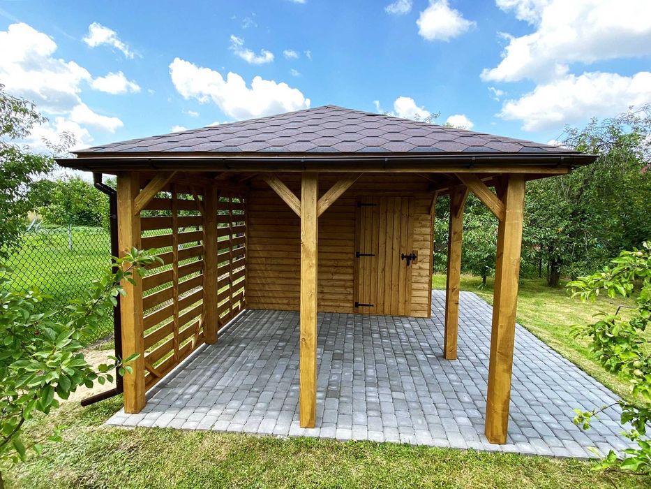 Altana ogrodowa z domkiem narzędziowym Afrodyta 3m x 5m - PRODUCENT