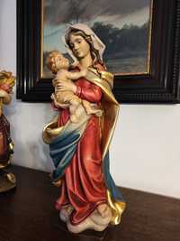 Maryja z Dzieciątkiem z drewna polichromia 58cm